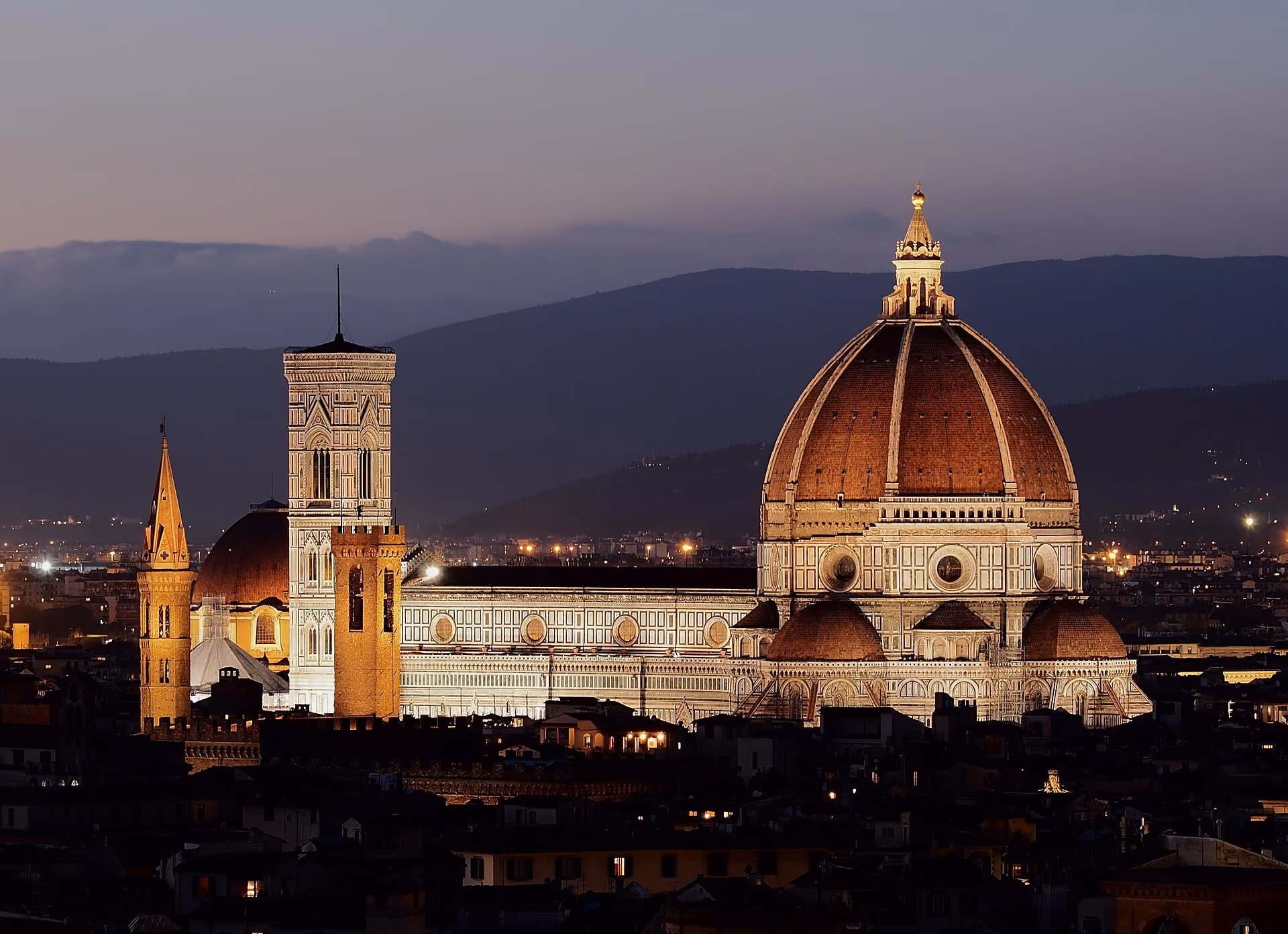 Brunelleschi's Dome rising above the rooftops of Florence, seen from Piazzale Michelangelo